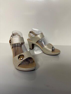 Patrizia Dade Sandals Womens EU 41 US 9.5-10 Bone Beige Open-Toe Heeled Shoe
